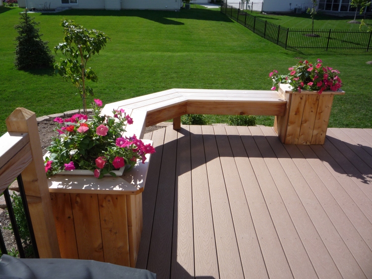 Deck with planter online boxes and benches